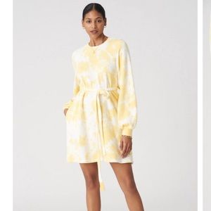 Sincerely Jules for Bandier Dahlia Sweatshirt Dress Yellow Tie Dye NWOT